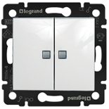 774213 - Выключатель двухклавишный Legrand Valena, c 2-мя индикаторами (белый)